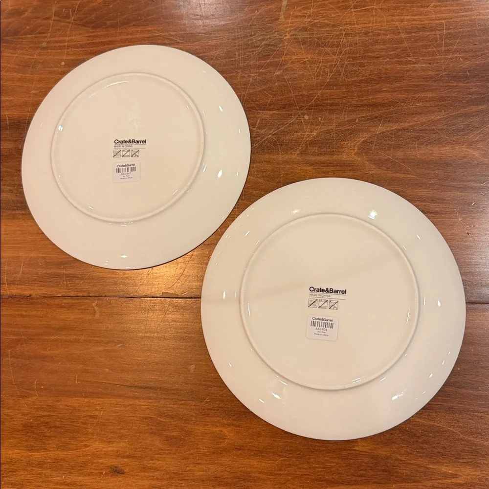 NWT Crate&Barrel Mr. Mrs. 8” Plate Set of 2 Wedding Cake Anniversary Bridal NEW